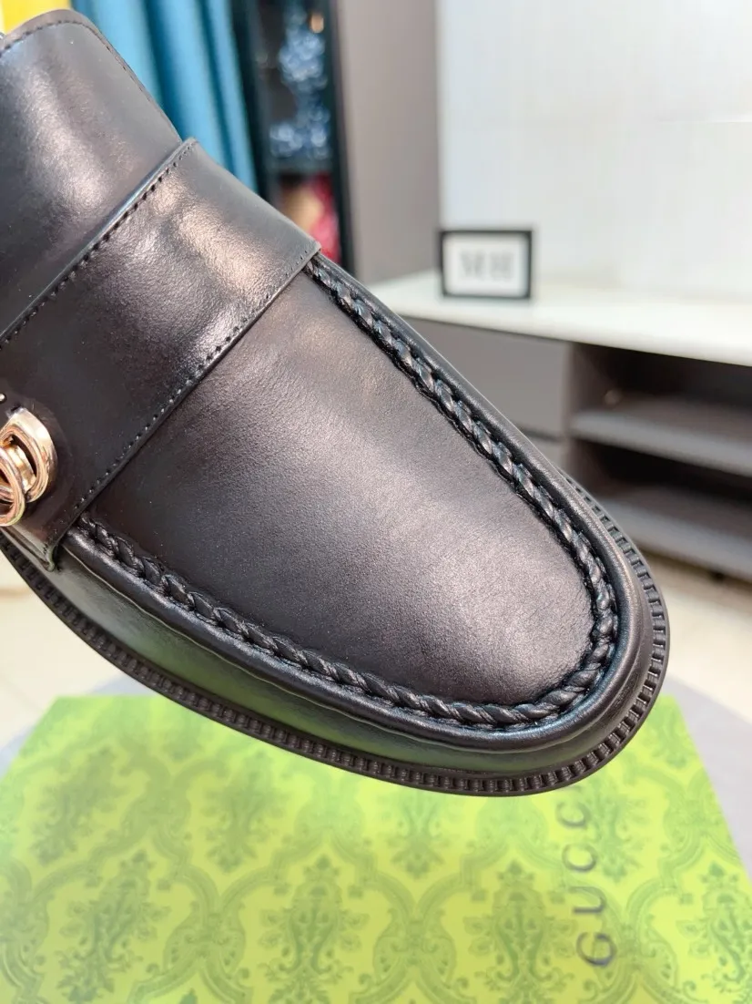 Men's shoes 💰500🌹🌹[GUCCI Gucci] A new style of formal men's leather shoes is coming ~ The original quality upper is made of Italian cowhide➕The leather is soft and delicate, comfortable and soft. The top layer of genuine leather, rubber wear-resistant outsole, the shoe shape is dignified and domineering, and the luxury charm is not concealed! The natural and free nouveau riche leads the trend. Code number: 38-44